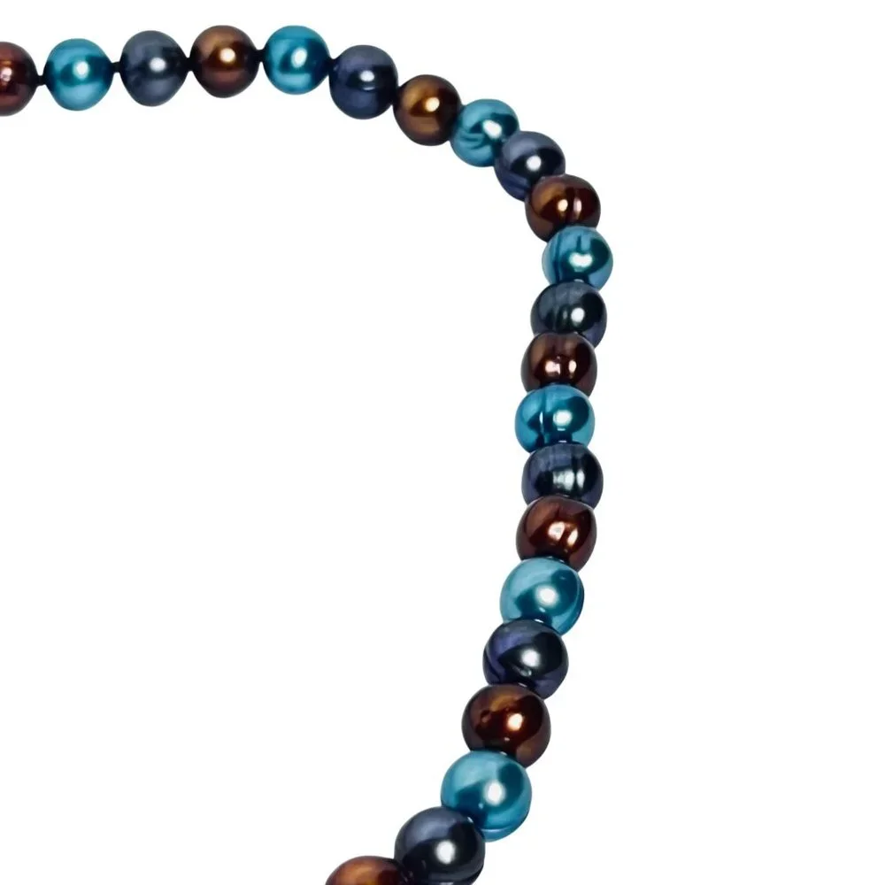 Honora Brown, Teal And Silver Baroque Pearl Necklace (6042) - Picture 7 of 7